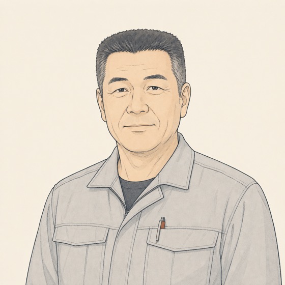 樹脂成形工場の工場長のイラスト