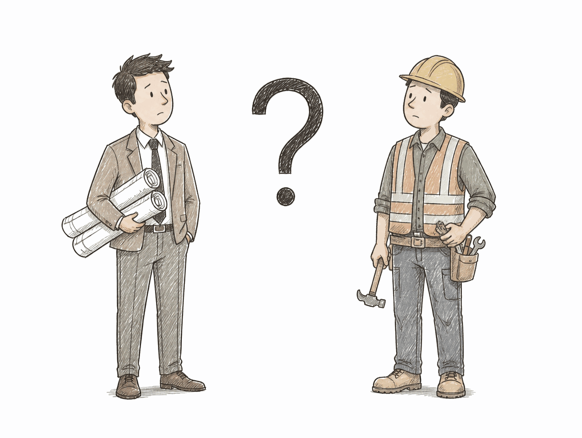 設計と施工の分断イラスト